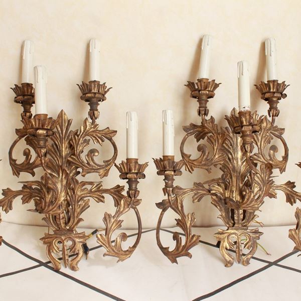 Set di 4 appliques da parete 5 a lumi