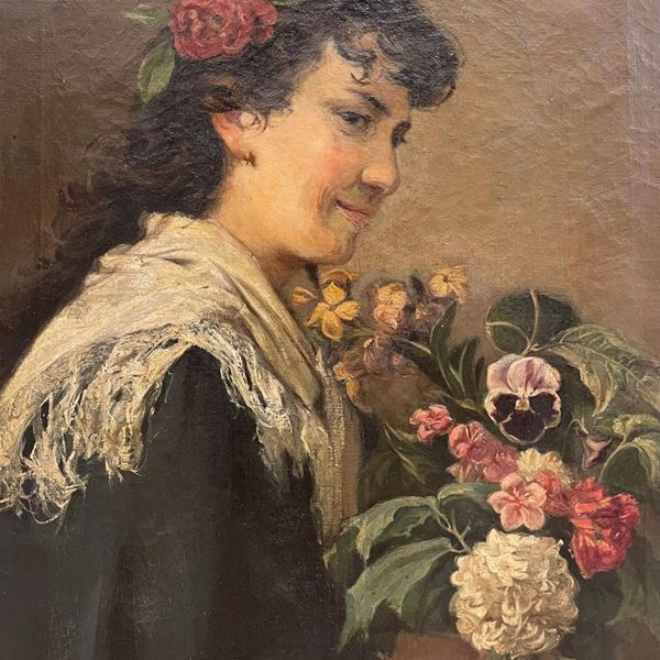 Vincenzo Migliaro - Fanciulla con fiori