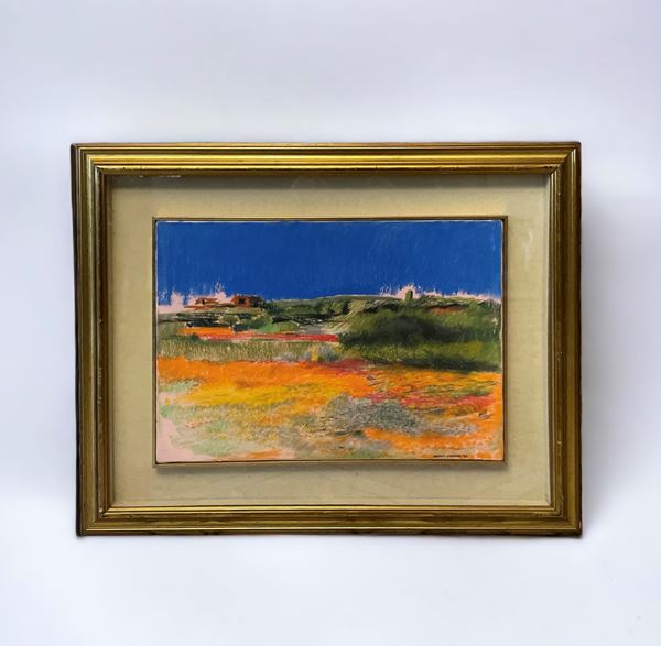 Viaggio in Sardegna  (1997)  - pastello su cartoncina applicata su tela - Asta Asta a tempo / Brocantage natalizio - DAMS Casa d'Aste