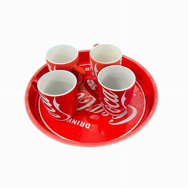 Coca - Cola Vassoio con 4 mug