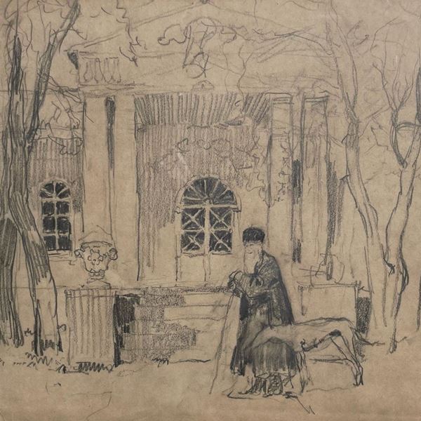 Alessio Issupoff (attr. a) - Anziano con cane