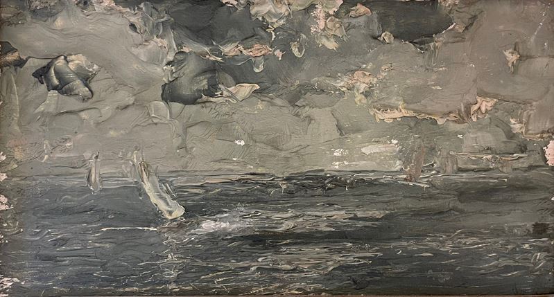 Giuseppe Aprea (attr. A) - Alba sulla Spiaggia di Bellavista