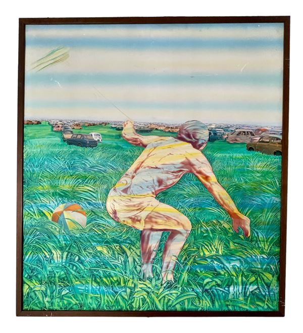 Franco Mulas : Senza titolo  (1968)  - olio e collage su masonite - Auction Opere provenienti dall'Accademia Internazionale di Arte Moderna (AIAM) - Web Only - DAMS Casa d'Aste