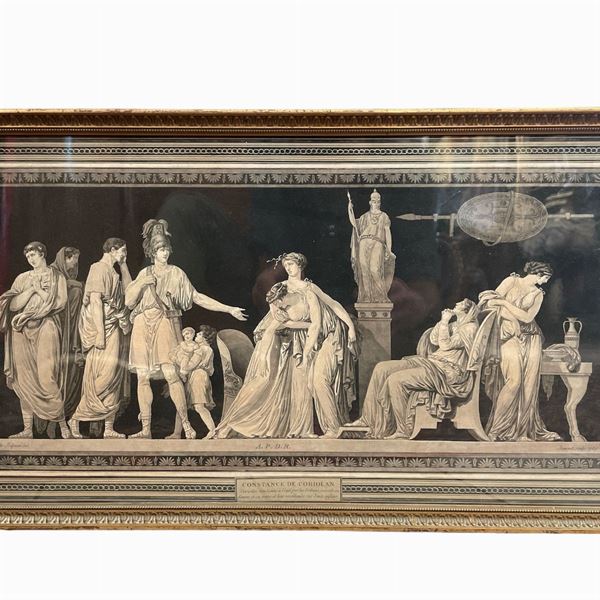 Jean - Fran&#231;ois Janinet, da J. G. Moitte - Coppia di acquaforti: La vertù de Lucréce; La constance de Corolian