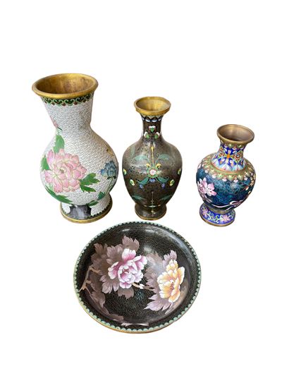 Miscellanea di 4 Oggetti in Bronzo Cloisonné