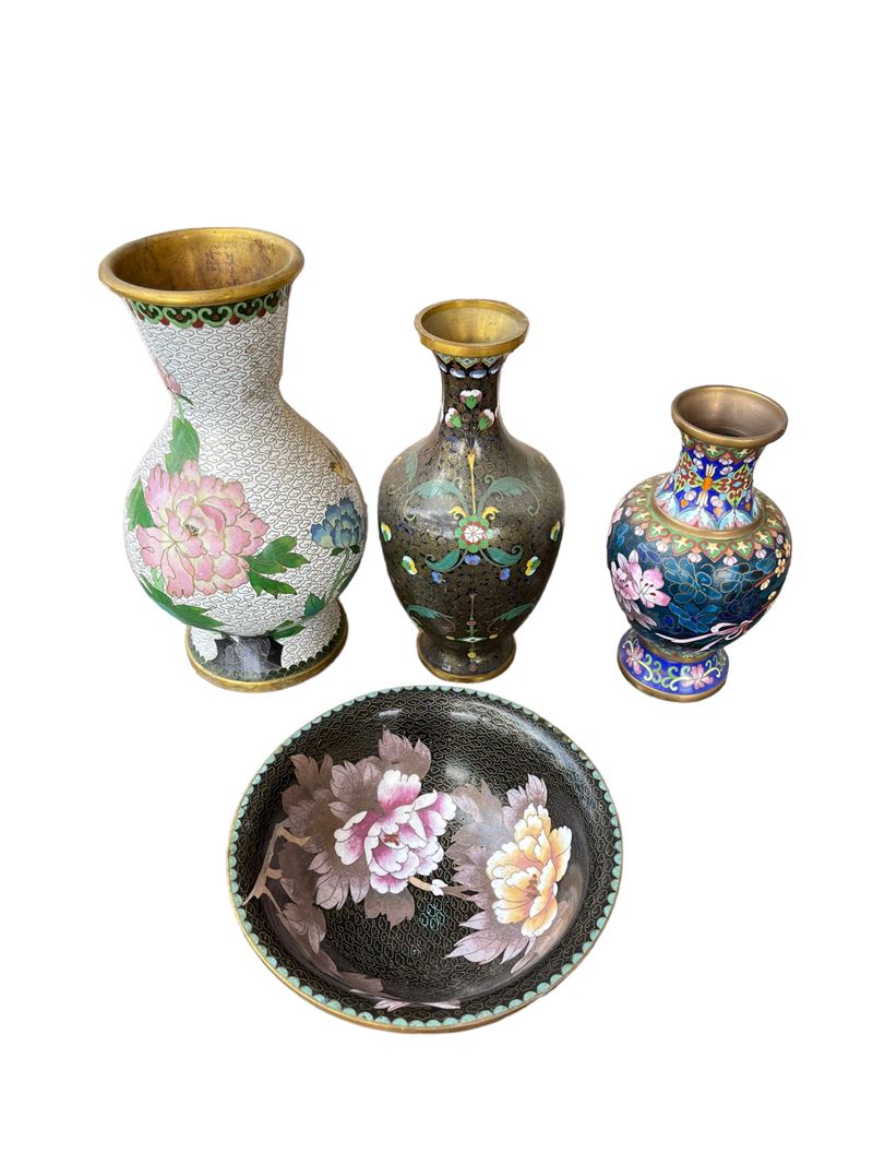 Miscellanea di 4 Oggetti in Bronzo Cloisonné