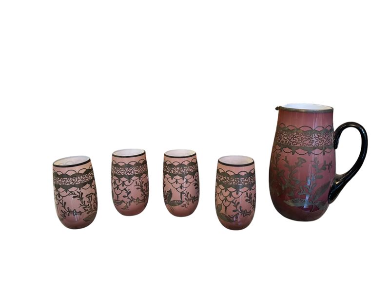 Set di 4 Bicchieri in Vetro con Brocca