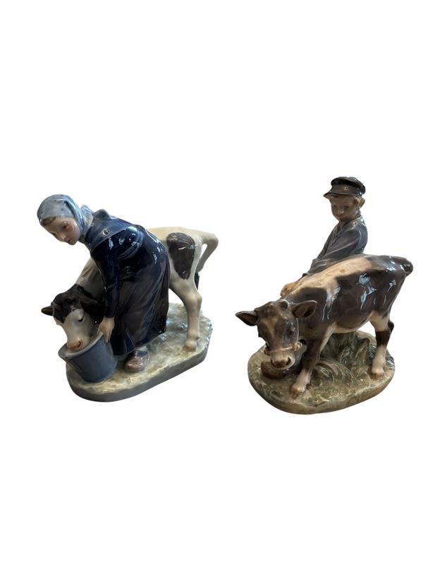 Royal Copenhagen - Due sculture raffiguranti pastorelli  - Asta Brocantage Natalizio - Web Only - DAMS Casa d'Aste