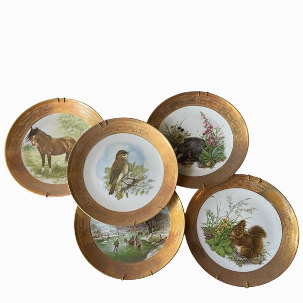 Set di 5 piatti da parete decorati - Hutschenreuther