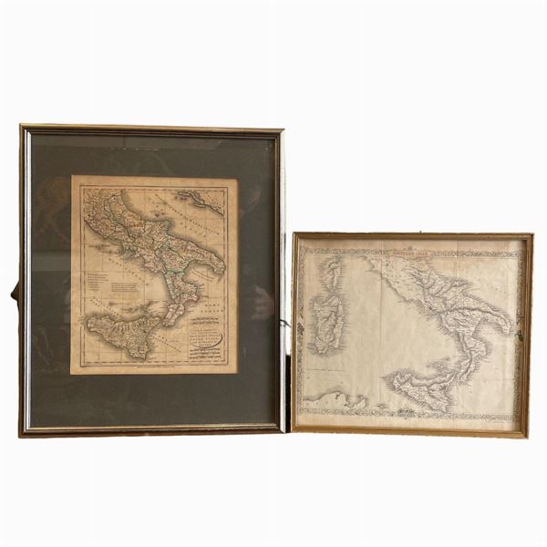Coppia di carte geografiche del sud Italia