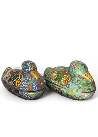 Coppia di Scatole in Metallo Cloisonné
