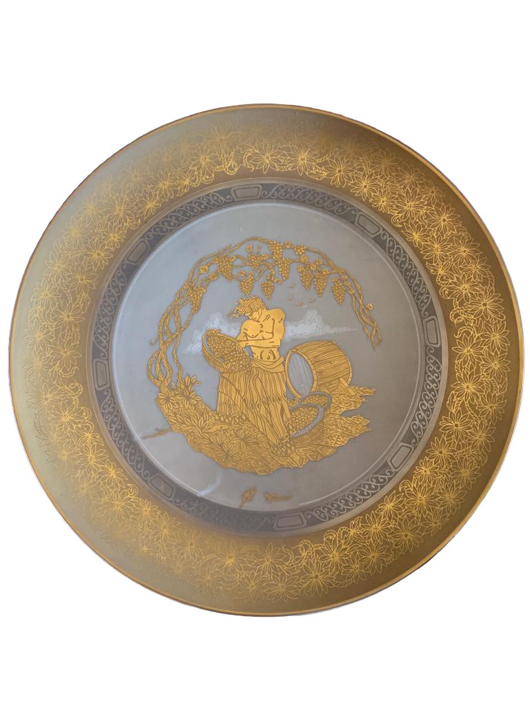 Set di Quattro Piatti Decorati in Oro 24 Kt