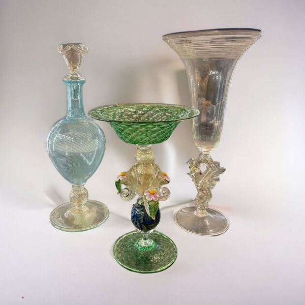 Set di tre oggetti da collezione in vetro di Murano