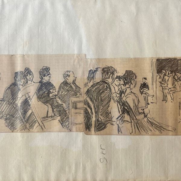 Scipione Vannutelli : Due bozzetti  - grafite su carta - Asta Arte e Design del XIX e  XX secolo - DAMS Casa d'Aste