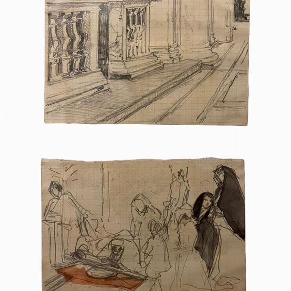 Scipione Vannutelli - Coppia di disegni 