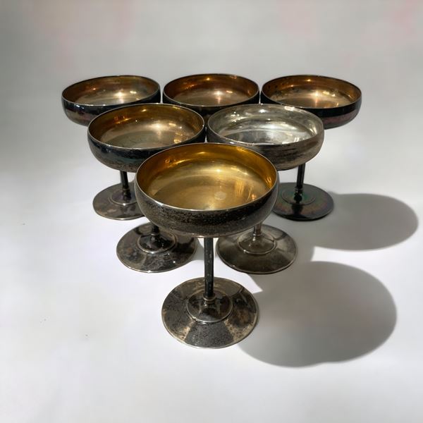 6 calici in argento 800/1000