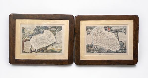 Coppia di stampe geografiche tratte da l'Atlas National Illustrè