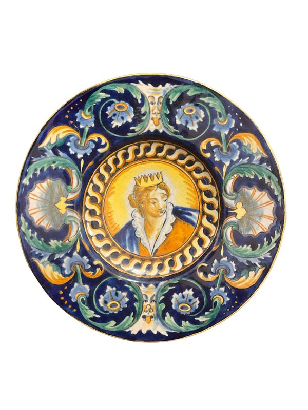 Piatto con regina  - ceramica dipinta - Auction Brocantage Natalizio - DAMS Casa d'Aste
