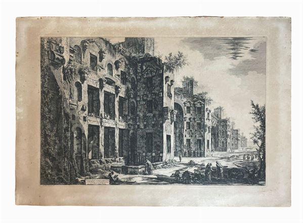 Giovanni Battista  Piranesi - Veduta degli avanzi superiori delle Terme di Diocleziano a Santa Maria degli Angeli