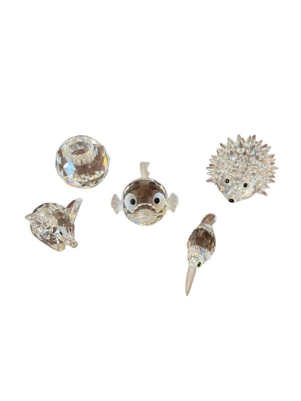 Piccola collezione di cinque oggetti Swarovski  (XX sec.)  - Asta Asta a tempo / Brocantage natalizio - DAMS Casa d'Aste