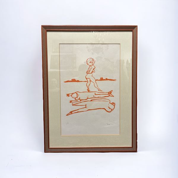 Mino Maccari : Senza titolo  - Litografia a colori - Auction Opere provenienti dall'Accademia Internazionale di Arte Moderna (AIAM) - Web Only - DAMS Casa d'Aste