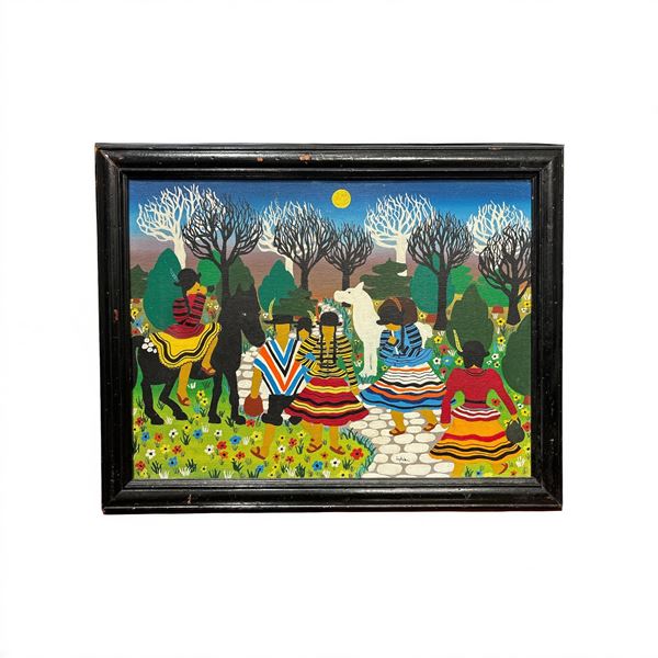 Dipinto naive  (XX sec.)  - olio su tela - Asta Asta a tempo / Brocantage natalizio - DAMS Casa d'Aste