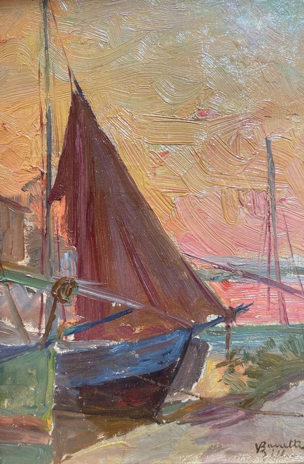 Vittore Zanetti Zilla - Velieri al tramonto