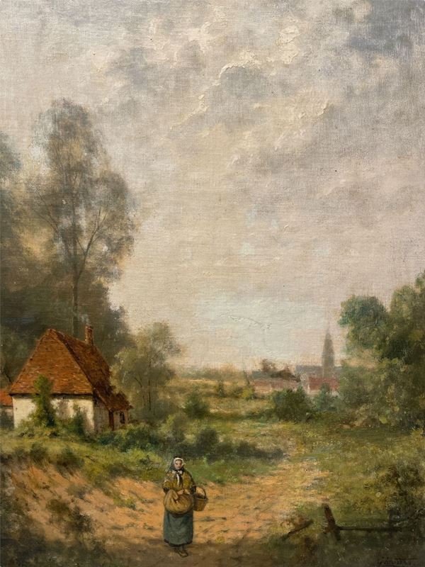 Guillaume Lauters - Paesaggio campestre con figura