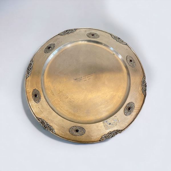 Vassoio rotondo in argento 800 