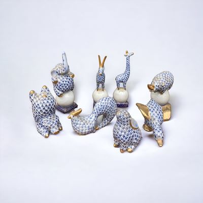 Lotto di 8 Statuine di Animali Color Blu