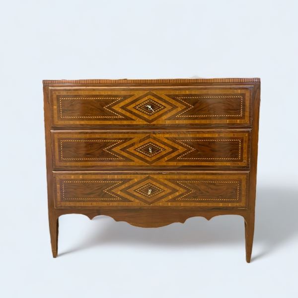 Commode in noce a 3 cassetti