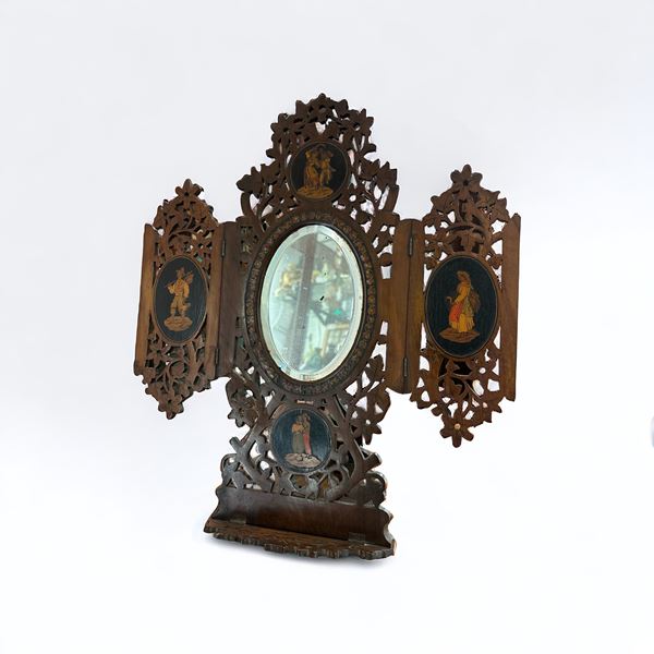 Specchio da tavolo tripartito  (Manifattura di Sorrento, fine XIX secolo)  - Auction Brocantage Natalizio - DAMS Casa d'Aste