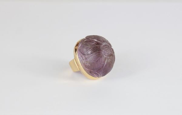 Anello con ametista cabochon  - Asta Asta a tempo / Gioielli, Orologi e Luxury - DAMS Casa d'Aste