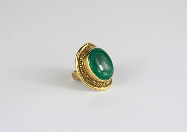 Anello con malachite