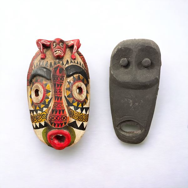 Coppia di maschere  (XX sec.)  - Auction Timed auction / Christmas brocantage - DAMS Casa d'Aste