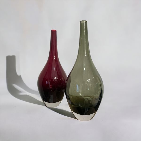 Coppia di vasi in vetro  (XX sec.)  - Asta Asta a tempo / Brocantage natalizio - DAMS Casa d'Aste