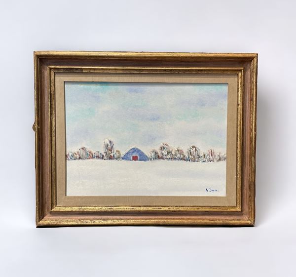 Giuseppe Succi : Paesaggio invernale  (XX sec.)  - olio su tela - Asta Asta a tempo / Brocantage natalizio - DAMS Casa d'Aste