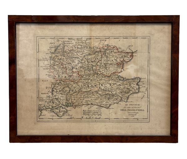 Bartolomeo Borghi - Carta geografica "Le Provincie che sono al Sud Est dell'Inghilterra"