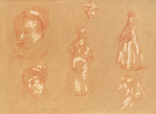 Studio di volti, figure e vestiti