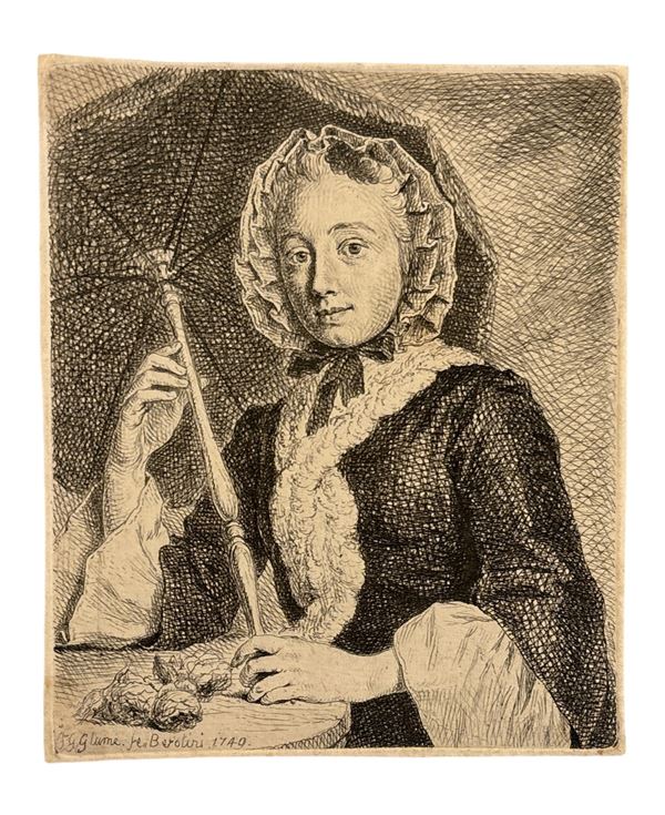 Johann Gottlieb Glume - Fanciulla con ombrello