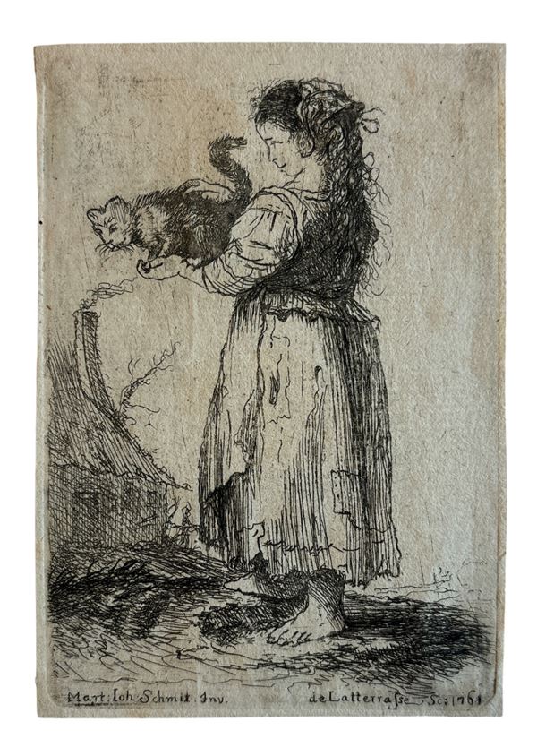 Martin Johann Kremser - Schmidt - Fanciulla con gatto