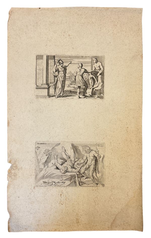 Carlo Cesi - Atena insegna a prometeo ad animare una statua che ha creato;  Ercole libera prometeo