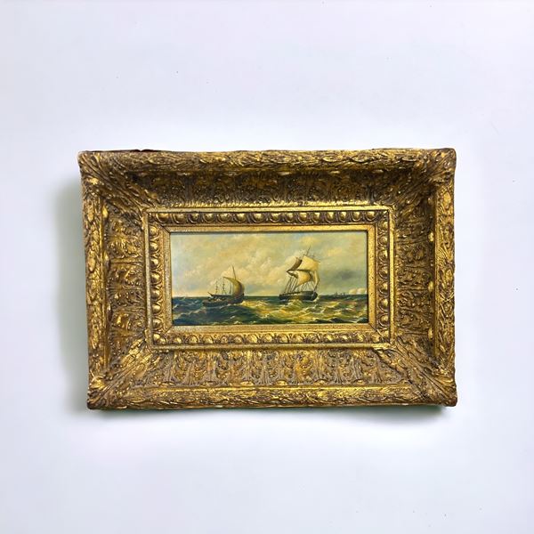 Marina  (prima metà XX sec. Inghilterra)  - olio su tavola - Asta Arte classica e arte orientale - DAMS Casa d'Aste