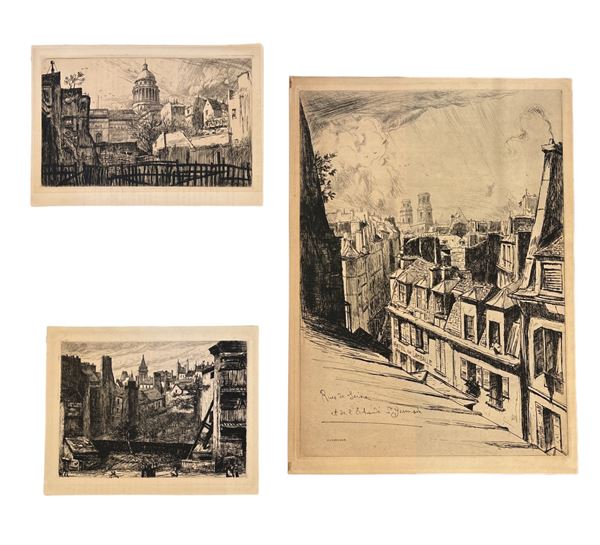 Ernest  - Marie Herscher - Set di 5 incisioni parigine