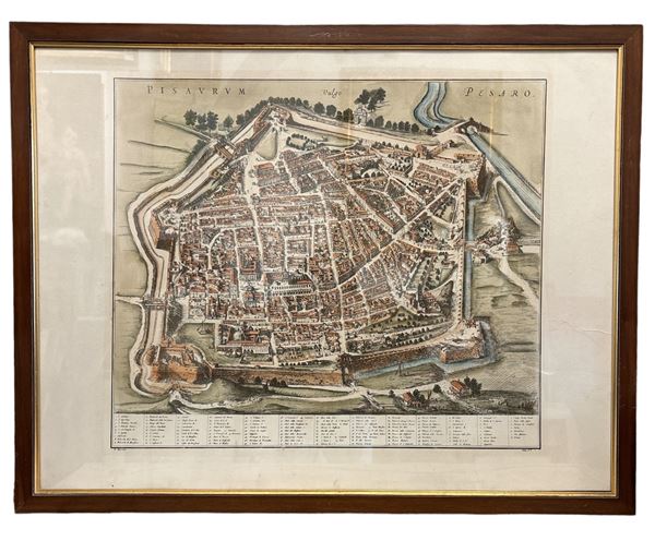 Johannes Blaeu - Pianta della città di Pesaro - Pisarum vulgo da Joan Bleau