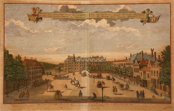 Hendrik de Leth - Vùe de La Place devant La Cour Regardant Le Vivier & Le Doele Noùveau (à la Haye)