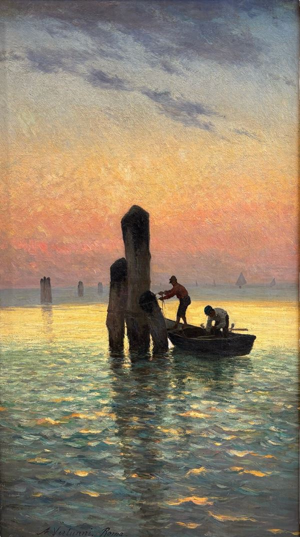Achille Vertunni - Pescatori all'alba
