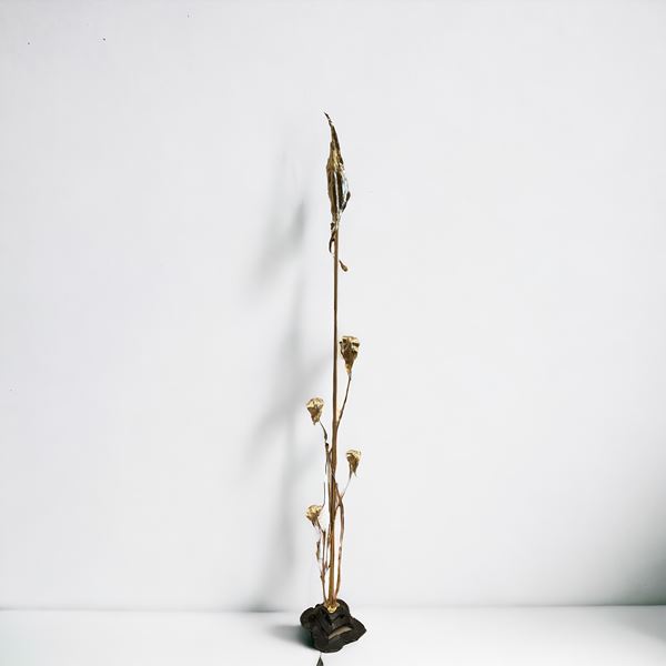 Piantana in ottone a ramages