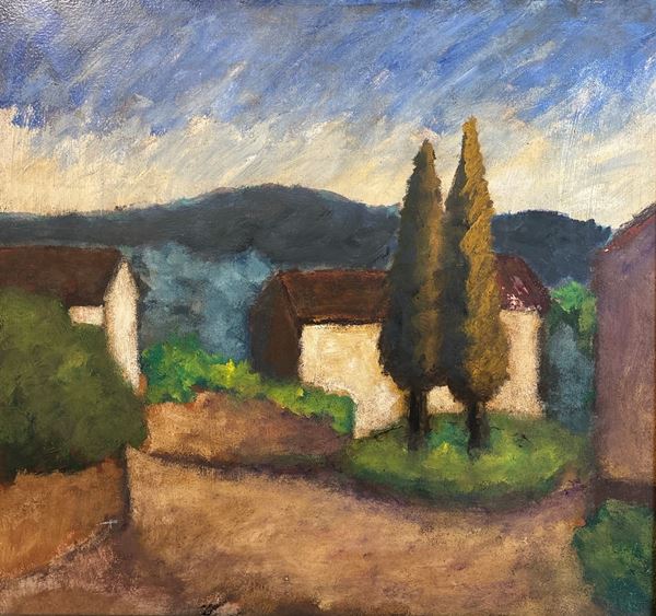 Ottone Rosai - Strada con casa e cipressi