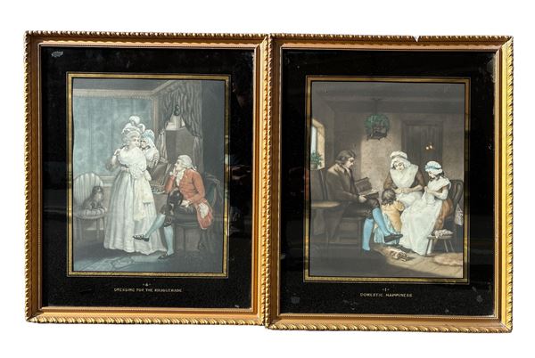 Due incisioni raffiguranti scene di vita di epoca vittoriana
